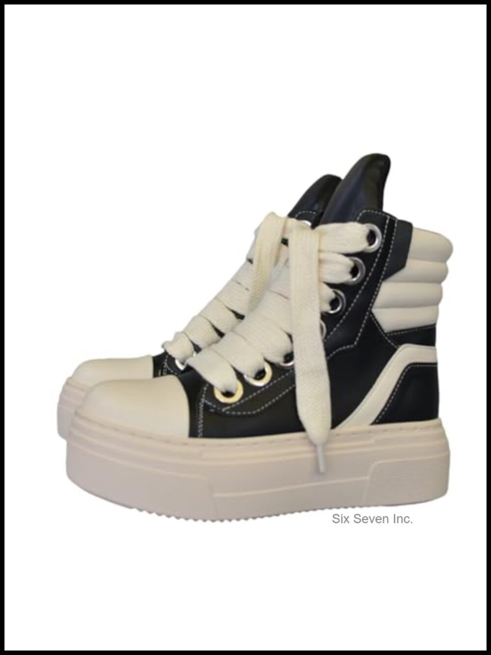 Platform Chunky Heels Sneakers PU Leather Round Toe Lace-Up Zip Casual